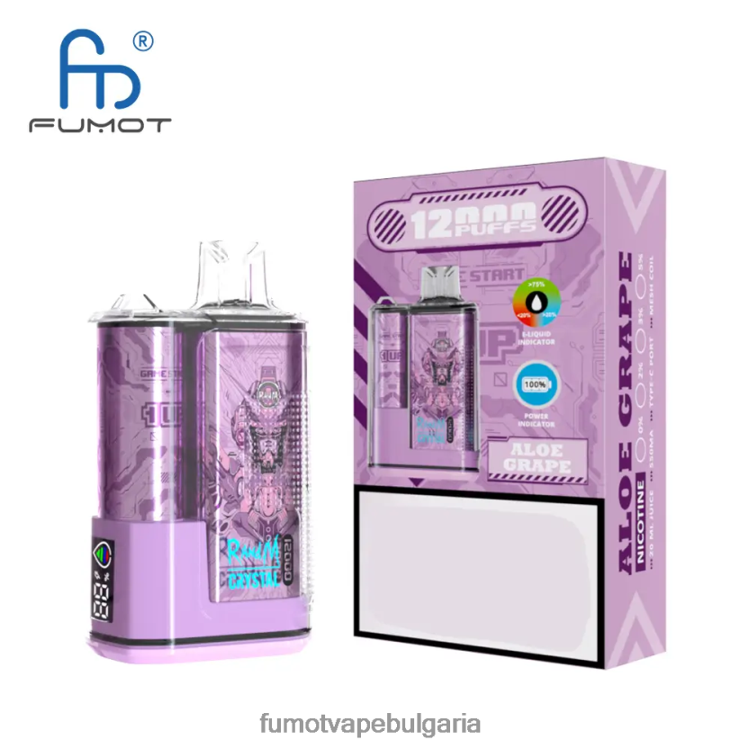 Fumot Cena - Fumot Crystal 12000 вейп кутия за еднократна употреба - 20 мл (1 брой) алое грозде JXTHRV252