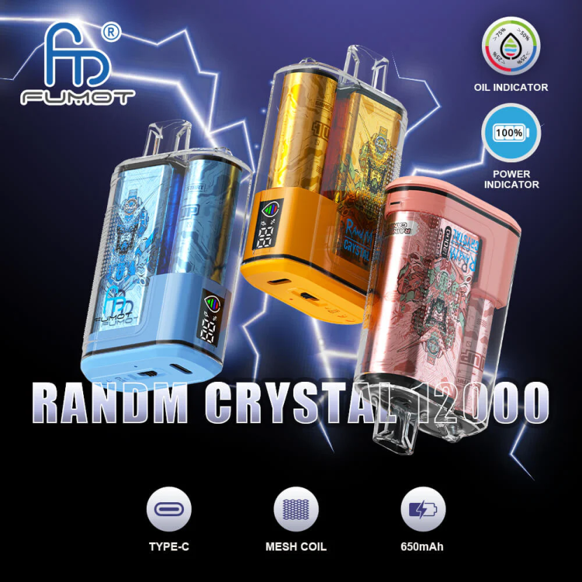 Fumot Vape Online Shop - Fumot Crystal 1 брой - 12000 еднократна кутия за вейп 20 мл д-р синьо JXTHRV266