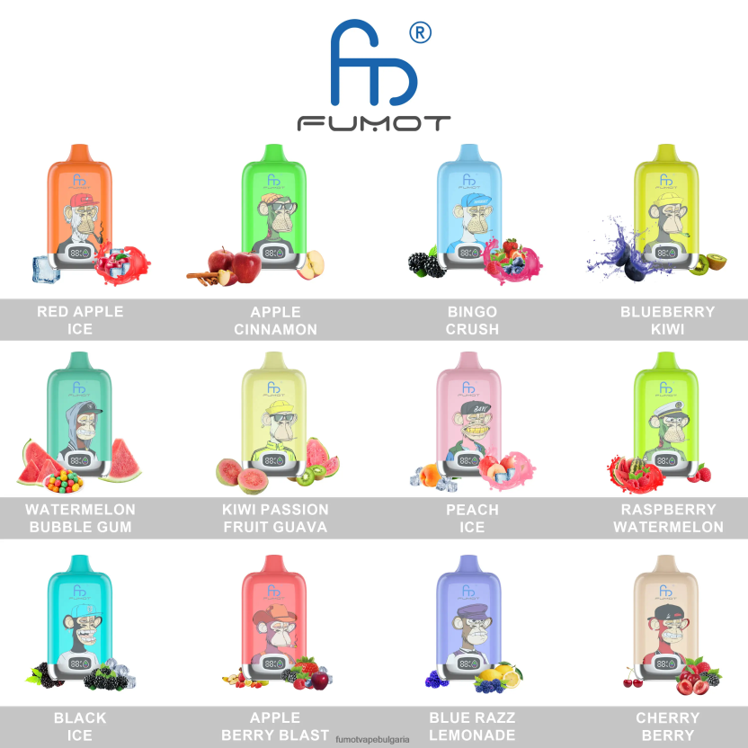 Fumot Flavours - Fumot Digital Box 12000 20ml vape pod за еднократна употреба - (1 брой) плодов синтез JXTHRV129