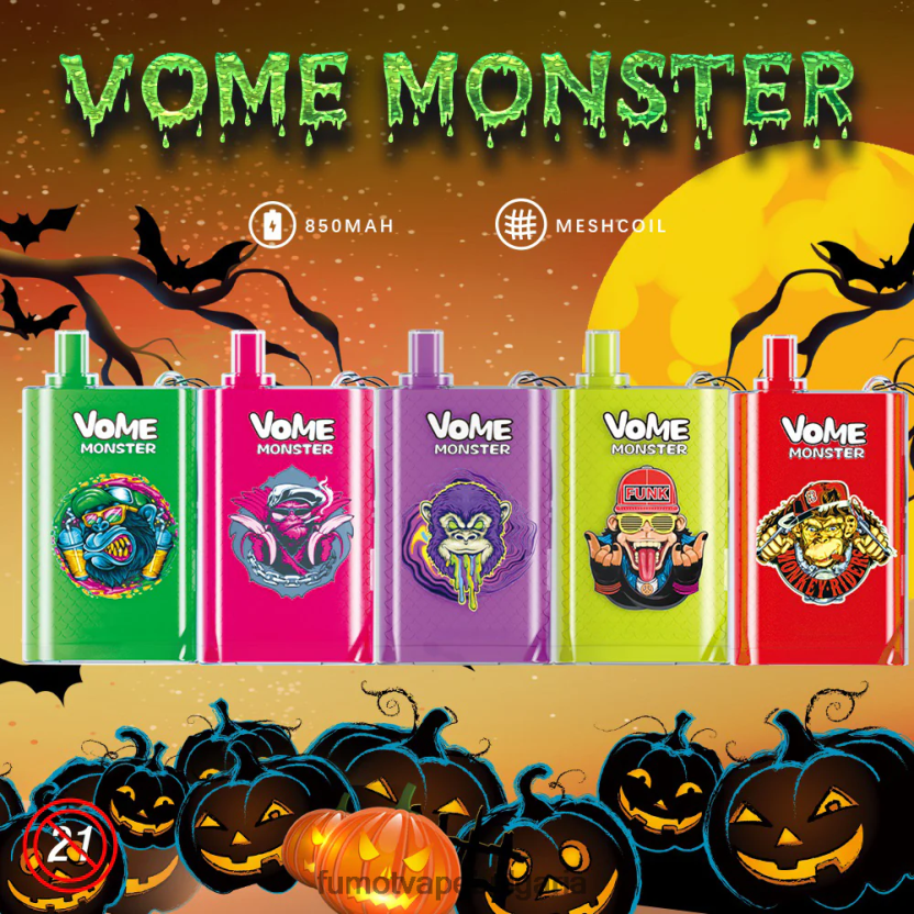 Fumot Vape Shop - Fumot Vome Monster 10000 вейп под устройство за еднократна употреба - 20 ml (1 брой) бонбони дъга JXTHRV435