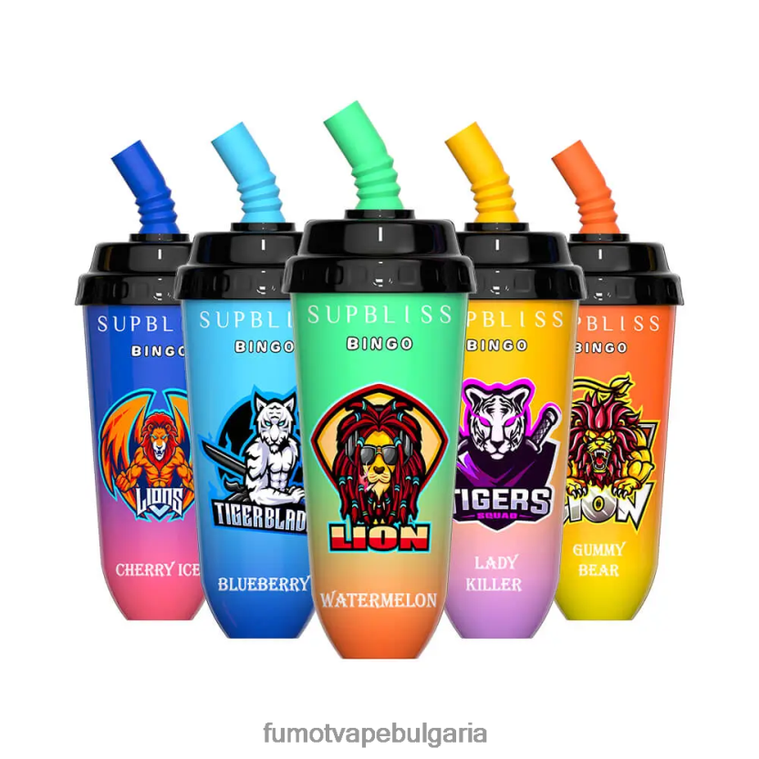 Fumot Vape Online Shop - Fumot Supbliss Bingo 8000 вейп под устройство за еднократна употреба - 16 ml (1 брой) череша праскова лимонада JXTHRV396