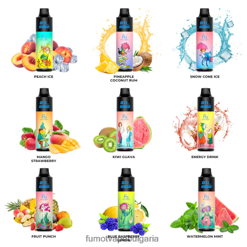 Fumot Vape Flavors - Fumot DTL 8000 писалка за вейп за еднократна употреба - 16 ml (1 брой) плодов пунш JXTHRV418