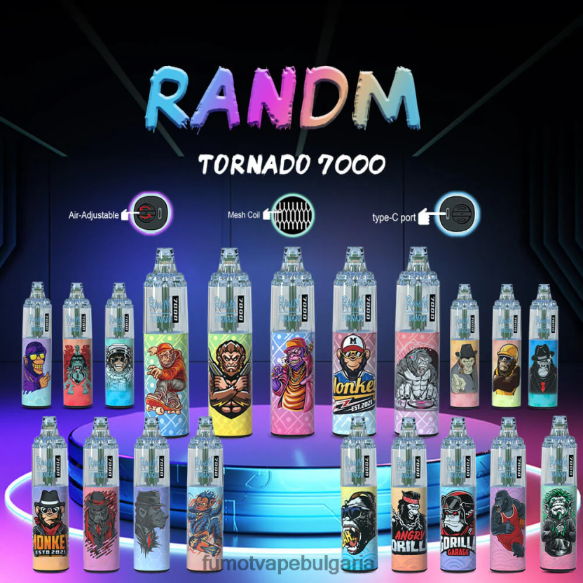 Fumot Factory - Fumot Tornado 14 ml (1 брой) 7000 вейп писалка за еднократна употреба праскова манго JXTHRV87