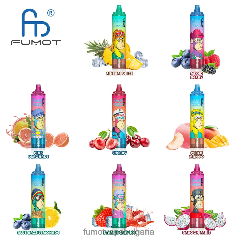 Fumot Vape Flavors - Fumot Tornado 15000 вейпове за еднократна употреба 25 ml (1 брой) ябълка праскова круша JXTHRV158