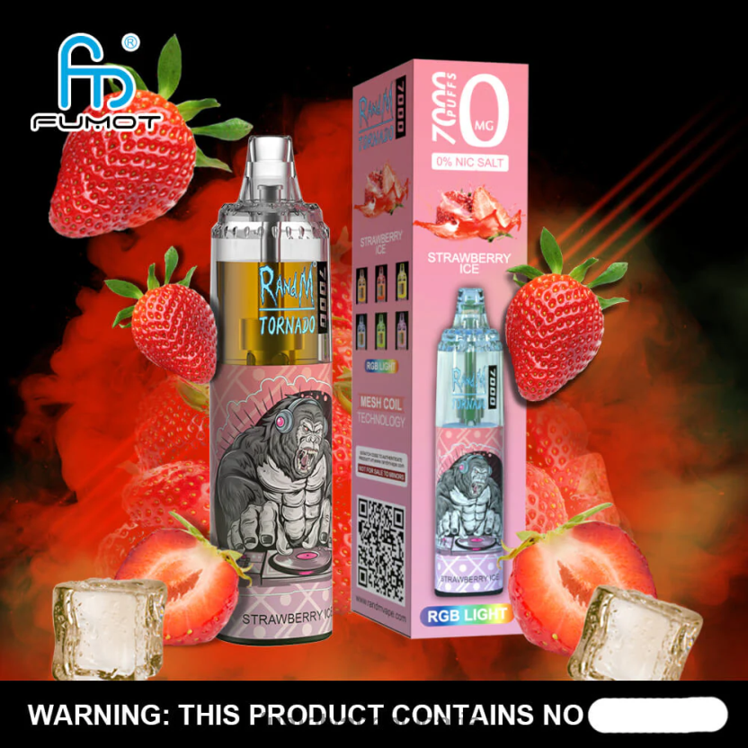 Fumot Vape Online Shop - Fumot Tornado 7000 писалка за еднократна употреба 0% - 14 ml (1 брой) лед от мандарина JXTHRV546